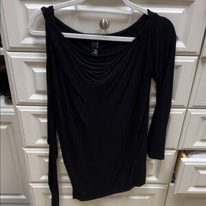 Black Long Sleeve Draped Top